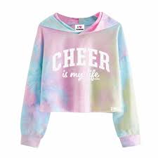 It's the perfect mix of trendy and nostalgic and adds playfulness to any outfit. Pastel Tie Dye Cheer Is My Life Cropped Hooded Sweatshirt I Love Cheer