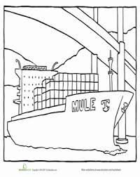 Boats coloring pages pontoon printable for kids. Color The Cargo Ship Worksheet Education Com