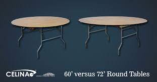 72 inches chuleta round dining table on stainless steel base, chamcha wood, gray stone, 72. 60 Versus 72 Round Tables Which Is The Better Option Celina Tent Party Tents Military Products Contract Manufacturing