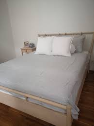 Queen bed frame ikea steel midbeam support beam perfect! Moving Out Sale Ikea Bjorksnas Queen Bed Frame And Mattress Furniture Home Living Furniture Bed Frames Mattresses On Carousell