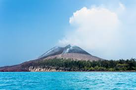 Vista aérea da ilha de Krakatoa
