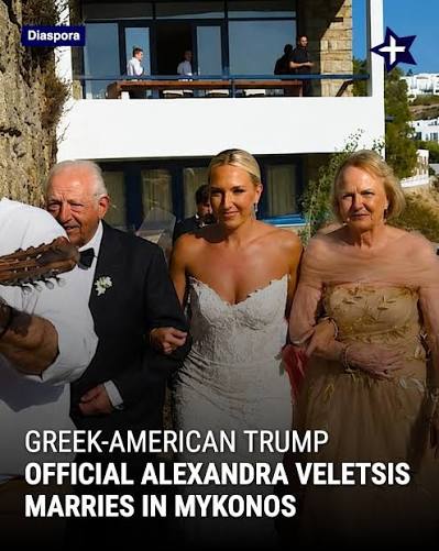 Greek - Greek-American White House official Alexandra Veletsis, one of the  most senior Greek-Americans serving in President Donald Trump's  administration, married investment banker Matthew Guarino in an elegant  ceremony on the island