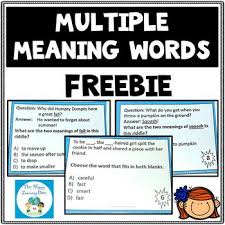 Multiple Meaning Words Activities Freebie Multiple Meaning Words Multiple Meaning Words Activities Multiple Meaning