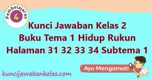 Tema 1 ks 5 halaman 32. Kunci Jawaban Kelas 2 Buku Tema 1 Halaman 31 32 33 34 Subtema 1 Hidup Rukun Di Rumah Pembelajaran 4 Kunci Jawaban
