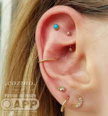 Walked In For One Fresh Poke Left With Two And A Jewelry Upgrade For My All Gold Everything Ear Piercing Sparkly Earrings Gem Earrings Conch Earring