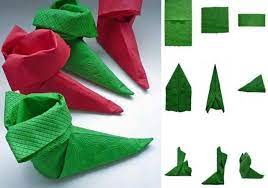Serviette origami pliage serviette papier noel plier serviette de table comment plier des serviettes decoration fete decoration noel origami noel noel 2017 idee deco noel. Pliage De Serviette Pour Noel En Forme De Bottes D Elfe En Vert Et Bordeaux Pliage Serviette Papier Pliage Serviette Pliage Serviette Noel