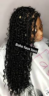 Boho Faux Locs Braid Wig Goddess Locs Knotless Faux Locs Braided Wig Lace Frontal Boho Braids Full Lace Boho Curls Dread Locs Wig Locs Wigs In 2020 Box Braids Hairstyles For