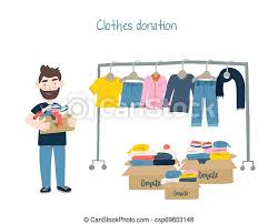 You also can check to see if your store offers an online furniture donation pickup scheduler. Vector Cartoon Illustration Modern Flat Vector Illustration Man Holding Cardboard Box With Clothing For Donation Or Canstock