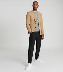Men's camel overcoat, white turtleneck, brown wool dress pants, silver watch. Mens Camel Wool Blazer Shop The World S Largest Collection Of Fashion Shopstyle