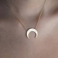 Crescent Taurus Zodiac Gold Necklace Diamond Necklace Real Diamond Necklace Beautiful Diamond Necklace
