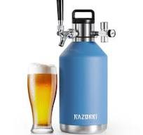 Razorri Growler de cerveja de aço inoxidável de 3,628 g, barril carbonatado  isolado a vácuo de parede dupla com torneira de barra profissional e ...