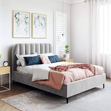 Amazon Com Dhp Camilla Upholstered Gray Velvet Full Bed Furniture Decor Black Velvet Bed King Bed Frame Upholstered Beds