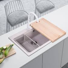 single bowl quartz kitchen sink oatmeal