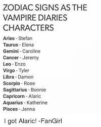 Cancer zodiac sign comes fourth in western astrology. Zodiac Signs As The Vampire Diaries Characters Aries Stefan Taurus Elena Gemini Caroline Cancer Jeremy Leo Enzo Virgo Tyler Libra Damon Scorpio Rose Sagittarius Bonnie Capricorn Alaric Aquarius Katherine Pisces Jenna I