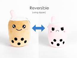 The Original Happy And Mad Reversible Secret Pouch Boba Plushie In 2021 Bubble Tea Boba Boba Plushies