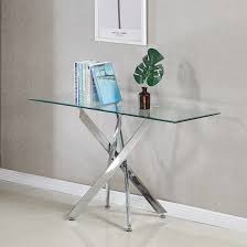 Daytona Glass Console Table Rectangular In Clear With Chrome Legs Furniture In Fashion