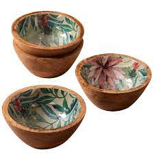 It is designed to be used with. Nestroots Serving Bowls Set Of 4 Wooden For Snacks Dry Fruits Printed Decorative Potpourri Bowls For Gifting Mango Wood With Decaling Print With Clear Enamel Green Floral Print 6