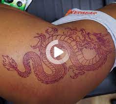 Owner Of Satchmoe Art Studio On Instagram Red Dragon On The Hip For Her First One So Many Scales Red Tattoos Red Ink Tattoos Red Dragon Tattoo