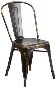 Delacora Et 3534 Cop Gg Distressed Copper Vintage 18 Wide Bistro Farmhouse Metal Dining Chair Metal Dining Chairs Metal Chairs Stackable Chairs