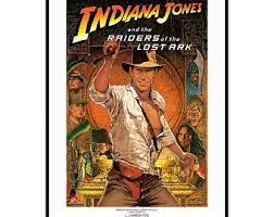 This raiders of the lost ark poster original was created by one of the most popular illustrators of the 70s and 80s, richard amsel, who was famous for his designs that combined strong outlines and the swirling curves of art nouveau. Raiders Ark Poster Etsy