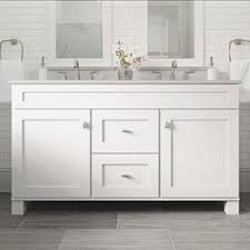 You may think of your bathroom vanity cabinets as an easier choice to make than your kitchen cabinets, (and you might be correct) but there are a lot of factors that you should consider before rushing into that purchase. Diamond Freshfit Palencia 60 In White Bathroom Vanity Cabinet Lowes Com White Vanity Bathroom White Bathroom Bathroom Vanities Without Tops