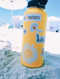 Yellow Water Bottle Yellow Waterbottle Summer Beach Sand Stickers Summer Aesthetic Cute Water Bottles Water Bottle