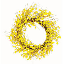 Worth Imports 22 In Forsythia Wreath 1326 The Home Depot Forsythia Wreath Wreaths Spring Floral Wreath
