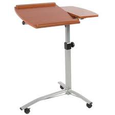 Best Choice Products Angle And Height Adjustable Mobile Laptop Desk Rolling Cart Stand W Locking Casters Brown Walmart Com Hospital Table Adjustable Table Desk