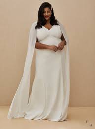 Ivory Chiffon Cape Sleeve Wedding Dress In 2020 Wedding Gown Sizes Plus Size Wedding Gowns Sleeve Wedding Dress