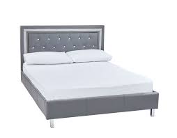 Transform the look and feel of your bedroom with a grey headboard. Laon Grey Faux Leather Diamante King Size Bed 19ld213