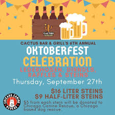 Cactus bar & grill is a city tavern in chicago's loop serving specialty burgers, killer margaritas, local craft beer, and weekend brunch. Cactus Bar Grill S 6th Annual Oktoberfest Celebration Chicago Canine Rescue