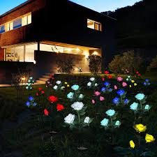Xlux Outdoor Decorative Solar Rose Led Lights Solar Flower Lights Outdoor Solar Lights Flower Lights