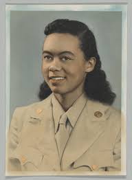 Tinted photograph of Ara Belle Brown Jennings in Women's Army Corps uniform 