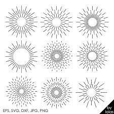 Sunburst Geometric Shapes And Light Ray Vector Clipart Digital Download Svg Jpg Png Dxf Eps Art Deco Tattoo Sun Tattoo Shape Tattoo