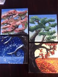 Canvas Acrylic Painting 4 Piece Easy Do It Yourself Projects To Try At Home Tree Painting Canvas Acrylic Painting Trees Canvas Painting Diy