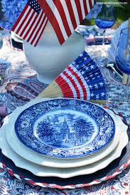 A Patriotic Table With Red White And Liberty Blue Liberty Blue Fourth Of July Decor Patriotic Decorations
