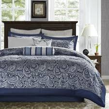 With lots of room to spread out and roll over, king sized beds are the ultimate in luxury. King Size 12 Piece Reversible Cotton Comforter Set In Navy Blue And White Q C Home