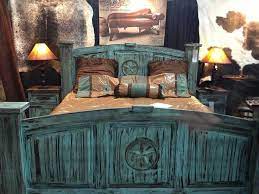 23 Turquoise Room Ideas For Newer Look Of Your House Rustic Bed Frame Rustic Bedroom Furniture Western Bed Frame