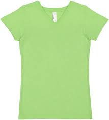 Lat Sportswear Girls V Neck Fine Jersey Tee