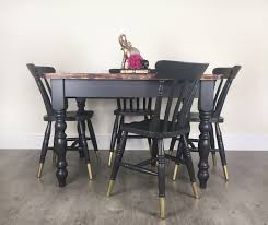 farmhouse kitchen dining table and chairs in graphite gold with shou sugi ban wood finish masa yemek masasi yemek