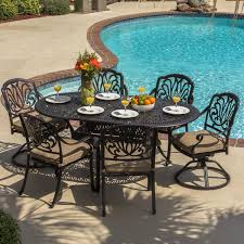 Lakeview Outdoor Designs 6 Person Rosedown Cast Aluminum Patio Dining Set With Cast Aluminum Table Br Outdoor Dining Set Patio Dining Set Patio Furniture Sets