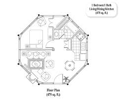 With roomsketcher, it's easy to create professional 1 bedroom floor plans. Online Guest House Floor Plan 1 Bed 1 Bath Living Area Dining Kitchen 475 Sq Ft Guest House Collection Gh 0101
