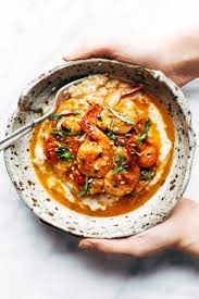 Garlic Basil Shrimp And Grits Pinch Of Yum Recipe Recipes Seafood Dinner Cooking Recipes