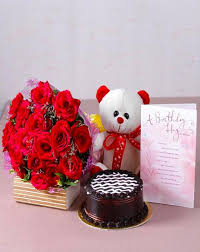 bo gift cake flowers teddy bear