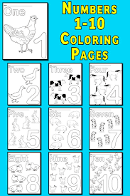 It also includes some regular coloring pages with a colored version to use as a color key. Free Printable Numbers 1 10 Animal Coloring Pages Number Coloring Worksheets Like These Are Great For Free Printable Numbers Printable Numbers Coloring Pages