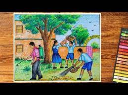 Swachh Bharat Abhiyan Drawing Easy Nirmal Vidyalaya Drawing Clean India Green India Youtube Earth Day Drawing Village Drawing Buddhist Art Drawing