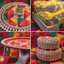 India Punjabi Wedding Accessories Jaggo Shagun Thaal Tray Ring Ceremony Tray Sweet Box Gi Indian Wedding Favors Indian Wedding Decorations Wedding Planing