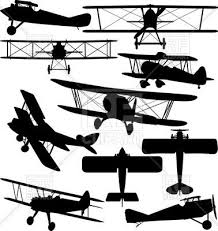Silhouettes Of Old Aeroplane Contours Of Biplanes Biplane Aircraft Airplane Plane Rfclipart V Airplane Silhouette Free Vector Clipart Plane Silhouette