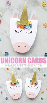 How To Make A Simple Diy Unicorn Card Unicorn Card Crafts For Kids Mason Jar Crafts Diy