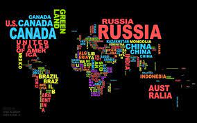 Black Background With Text Overlay Map Typography Colorful World World Map Russia Word Clouds Black Backgr World Map Wallpaper Map Wallpaper World Map Art